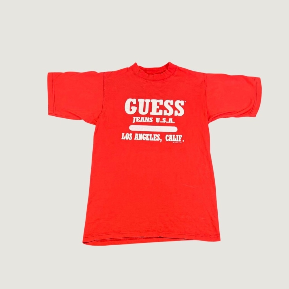Vintage 1993 Guess Jeans USA Georges Marciano Red T-Shirt Los Angeles Small